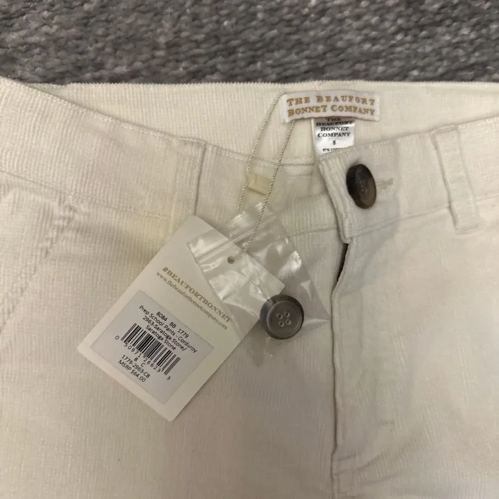 NWT Boys The Beaufort Bonnet Co. Saratoga Stone Prep School Cords size 8